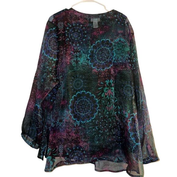 Maggie Barnes Catherines Women's 3X Floral Bohemian Blouse Multicolor Casual - Picture 2 of 6